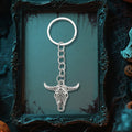 Silver Bull Skull Metal Keychain Western Longhorn Charm view 3