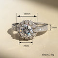 White Gold Flower Halo Round Clear Stone Ring Metal Alloy view 4