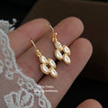 Gold Marquise Clear Crystal Cluster Fishhook Drop Earrings view 1