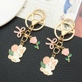 Thirteen Pink Bow Rose and Rabbit Metal Keychain Designs view 4