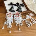 Bow and Beaded Tassel Drop Earrings in Three Colorways view 2