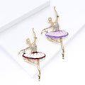 Ballet Dancer Brooch in Red or Purple Enamel Tutu Colors view 4