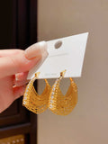 Gold Chain Fringe Hoop Earrings with Crystal Edges view 6