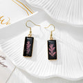 Black Rectangular Pressed Flower Drop Earrings in Eight Designs view 9