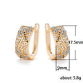 Gold Tone Blue Crystal Floral Rectangle Huggie Earrings view 5