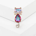 Crystal Cat Brooch Bow Teardrop Body Rhinestone Tail Pin view 7