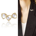 Triple Heart Brooch with White Pearl Accents Decorative Metal Pin view 2