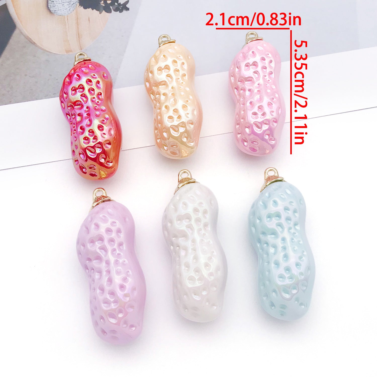 UV Plated Acrylic 3D Peanut Charm Pendant for DIY Keychain Necklace Bracelet Jewelry Making