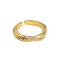 Gold Silver Twisted Texture Crystal Line Open Rings view 5