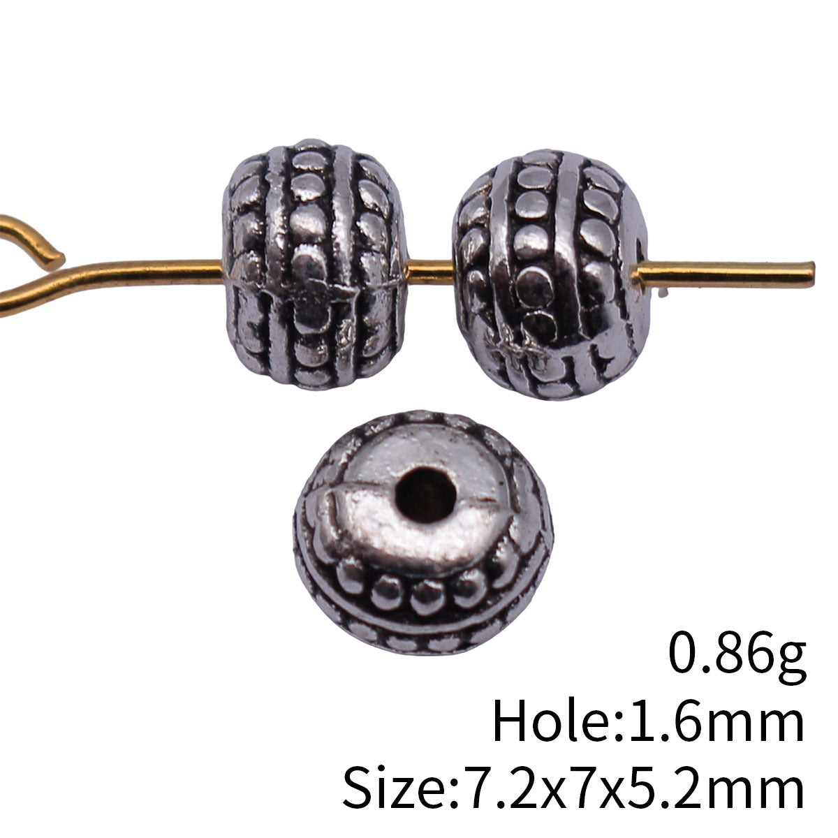 7.2x7x5.2mm 0.86g Antique Silver Zinc Alloy Raised Dot Spacer Beads for DIY Bracelet Jewelry Making