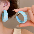Blue Enamel Hoop Earrings in Five Geometric Silhouettes view 2