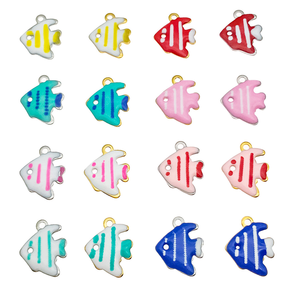 Stainless Steel Colorful Fish Double Sided charm pendants for DIY necklace and handmade jewelry