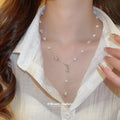 Silver Y Drop Necklace Pearl and Irregular Nugget Beads view 3
