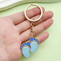Baby Shower Charm Keychains Featuring Blue Feet Ring Across 14 Pictured Variations view 2