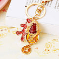 Gold Tone Fortune Toad and Red Plaque Character Keychain view 3