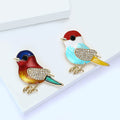 Colorful Bird Brooch With Crystal Wing in Two Enamel Palettes view 3