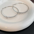 Oversized Silver Cross Crystal Look Round Hoop Earrings view 3