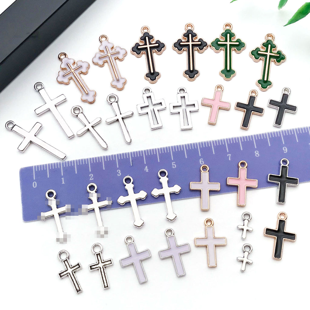 Enamel Zinc Alloy Cross Charm Pendant for DIY Punk Earrings Necklace Bracelet Jewelry