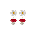 White Daisy and Mushroom Dangle Earrings in Two Colors view 5
