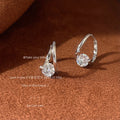 Silver-Tone Geometric Hoop Earrings with Clear Round CZ view 3