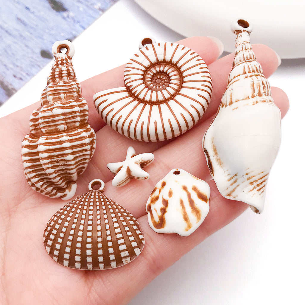 Acrylic Scallop Shell Shell Conch Starfish Charm Pendants