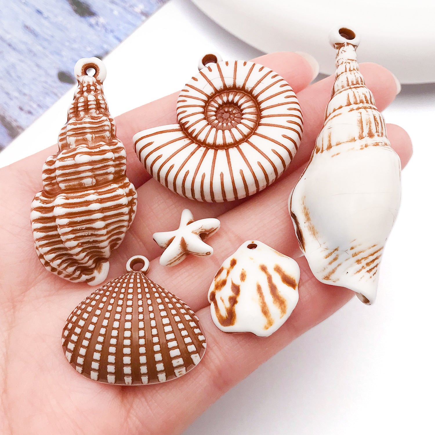 Acrylic Scallop Shell Shell Conch Starfish Charm Pendants