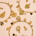 Gold Paperclip Multi Charm Necklaces Heart Zircon Oval view 4