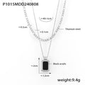 Layered Figaro Necklace With Black Acrylic Pendant view 7