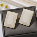 Gold Tone Faceted Rectangle Resin Stud Earrings in Seven Colors view 12