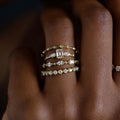 Mixed-Cut Clear Stone Four-Ring Stack Set In Polished Gold Tone view 2