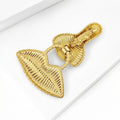 Gold Tone Nose and Lips Dangle Brooch with Textured Linework view 3