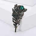 Rhinestone Feather Brooch Teardrop Stone Green or Red Styles view 6