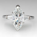 Marquise Clear Solitaire Baguette Three-Stone Ring In Silver Tone view 4
