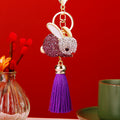 Full Crystal Rabbit Keychains in Five Colors with Matching Tassels view 2