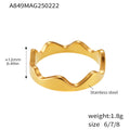 Wave Band Ring Gold Black Steel Minimal Sizes 6 7 8 view 6