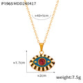 Gold Enamel Evil Eye Pendant Necklace Crystal Center 40+5cm view 11