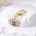Gold Tone Crystal Lash Enamel Evil Eye Clip Keychains in Five Colors view 6