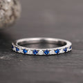 Alternating Blue And Clear Round Stone Slim Ring In Silver Tone view 5