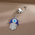 Gold and Silver Tone Crystal Hamsa Evil Eye Clip Keychains in Six Styles view 4