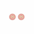 Orange and Pink Round Bow Polka Dot Small Stud Earrings view 5