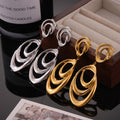 Titanium Steel Nested Geometric Loop Drop Earrings Gold Steel view 4