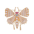 Gold Tone Butterfly Pearl Look Metal Brooch Pin for Jackets and Lapels view 1
