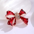 Red Orange Ribbon Bow Crystal Enamel Metal Brooch Pin view 4