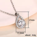 Silver Teardrop Open Frame CZ Halo Pendant Necklace view 5