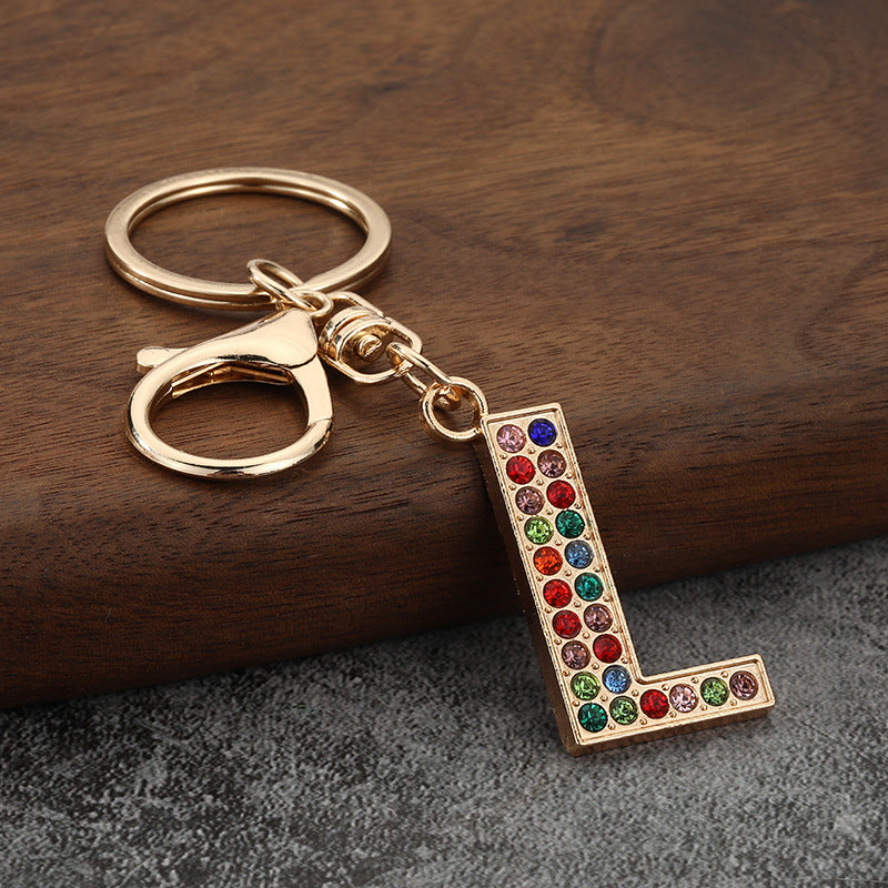 Colorful Rhinestone Letter Keychain Alphabet Bag Charm for Initials