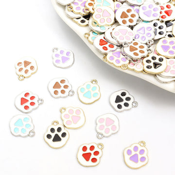 Enamel Paw Print Charms in Six Colors and Two Metal Tones