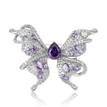 Crystal Butterfly Brooch Purple Yellow Teardrop Center Stones view 5