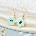 Gold Tone Colorful Enamel Yin Yang Flower Hook Earrings view 4