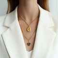 Black Enamel Heart Pendant Paperclip Chain Necklace view 3