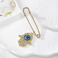 Gold Tone Rhinestone Evil Eye Safety Pin Brooches in Nine Designs view 7